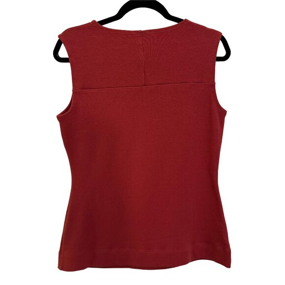 Lukastyle Women’s Medium Red-Orange Cotton Blend Fitted Sleeveless Top - Picture 2 of 4